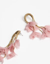 Aros Colgantes Largos Cordón Aros Colgantes Pétalos De Tela - Rosa Viejo