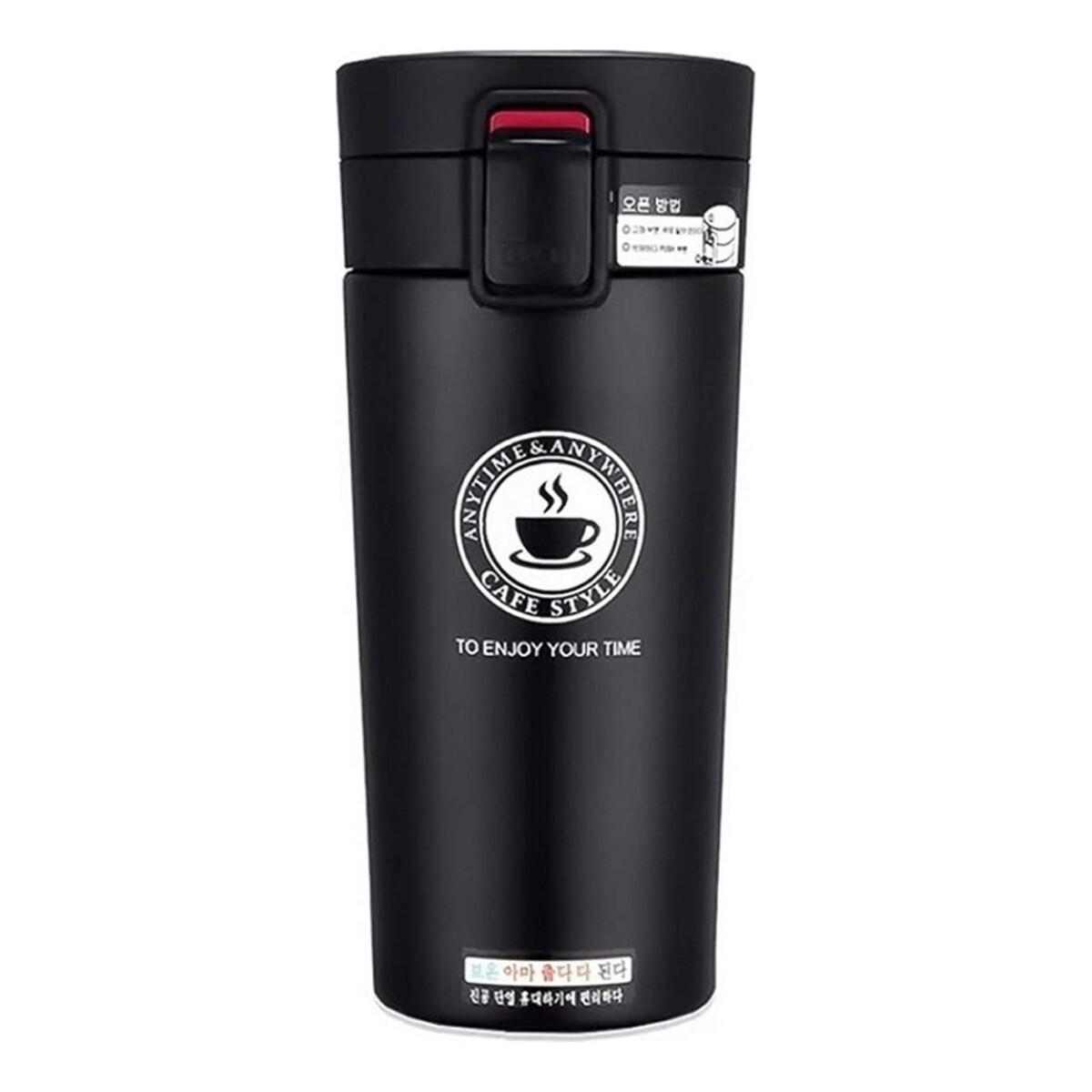 Vaso Térmico 380ml C/ Tapa Abre Facil Cafe Te Agua Y+ - Variante Color Negro 