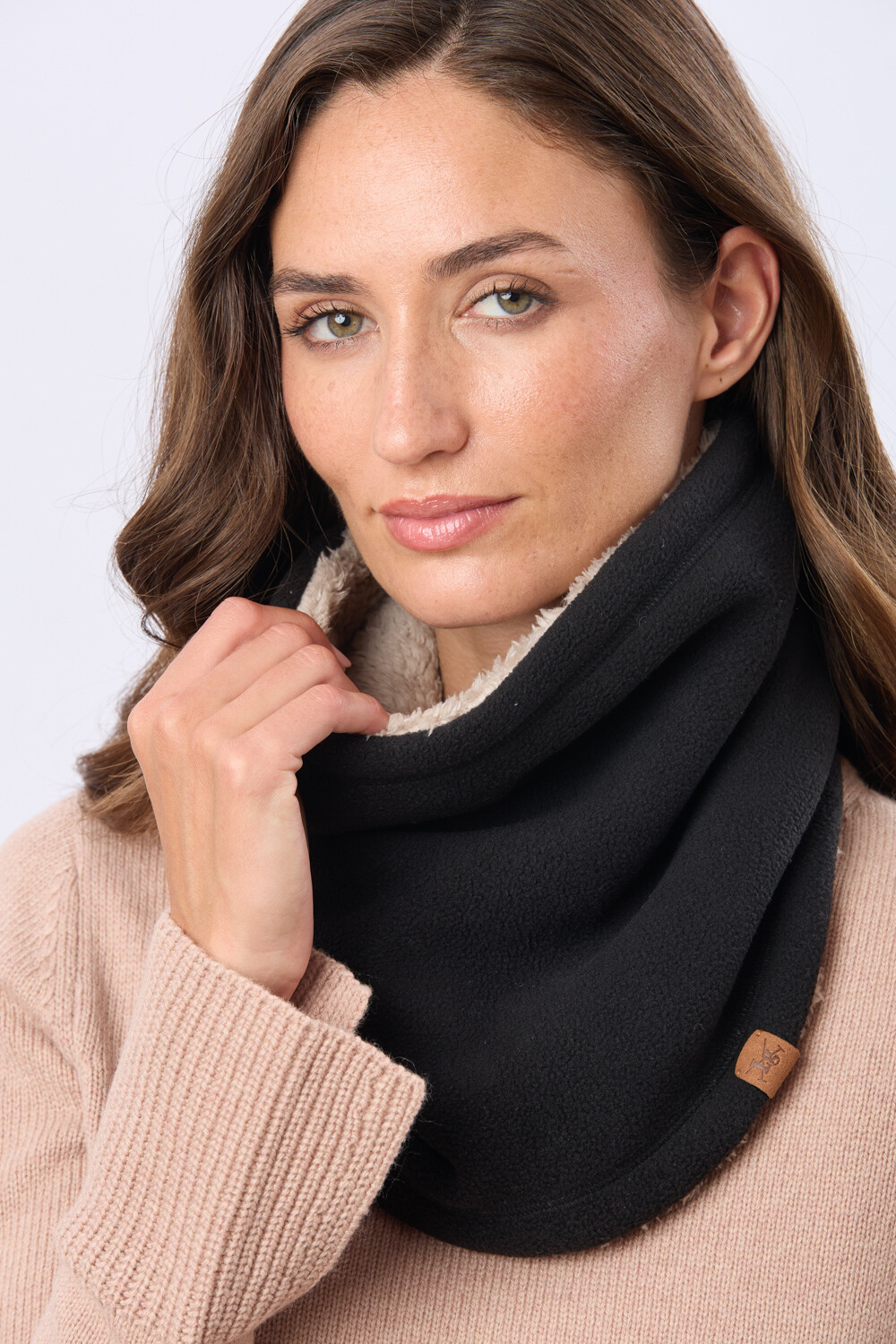 CUELLO POLAR Y SHERPA Negro Y Beige