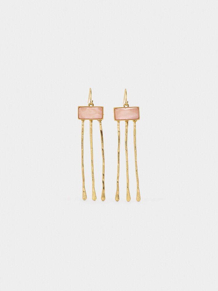 Pendientes Barras Con Piedra rosa