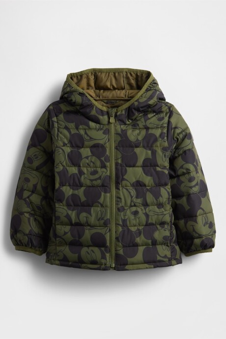 Campera Puffer Disney Toddler Niño Army Jacket Green