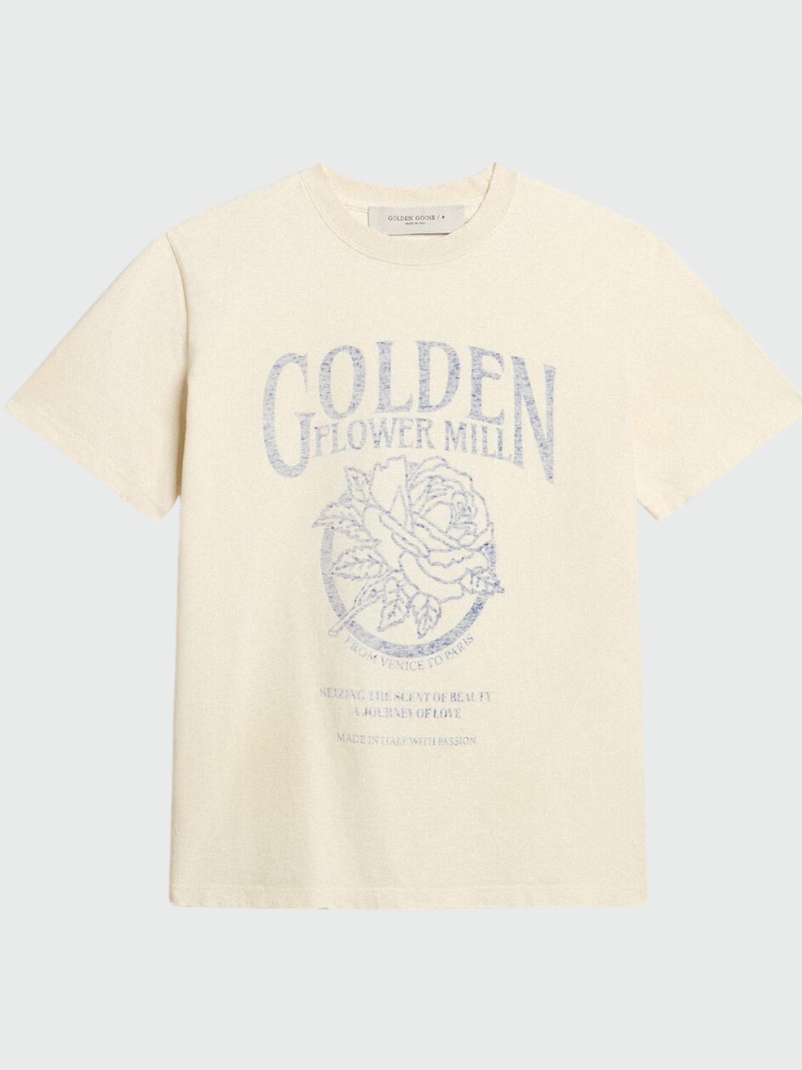 Golden Goose - Remera de efecto desgastado con estampado de la temporada Blanco