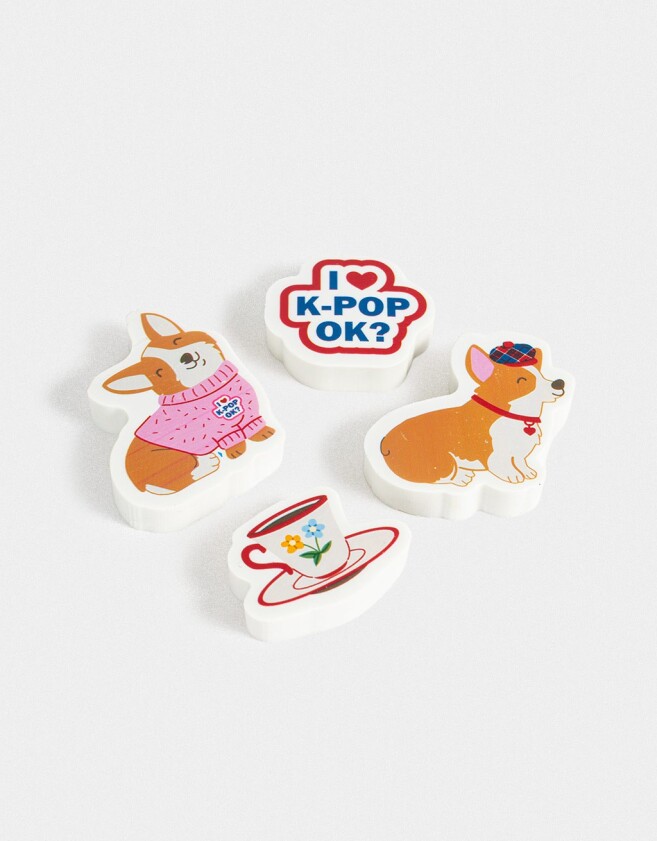 Útiles Varios Set De Gomas De Borrar "k Pop" - Combinacion Multicolor