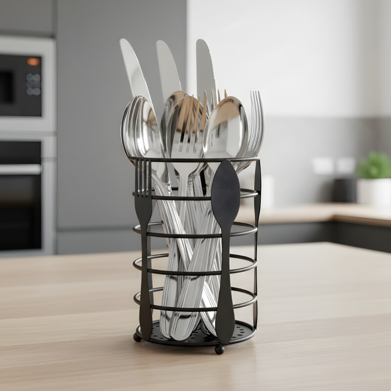 Portacubiertos de metal D11 x 16 cm NEGRO