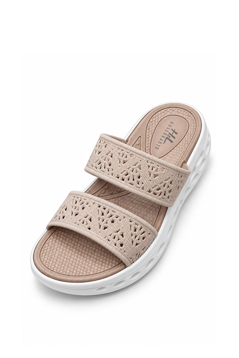 Sandalia goma tiras caladas 5201 Beige