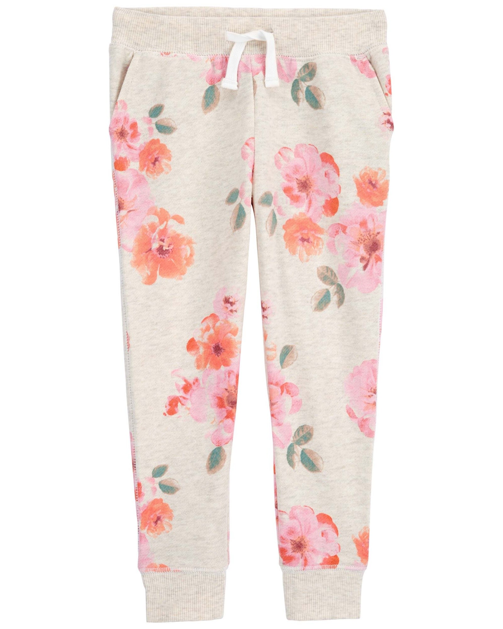 Pantalón deportivo de algodón, diseño floral. Talles 2-5T Sin color