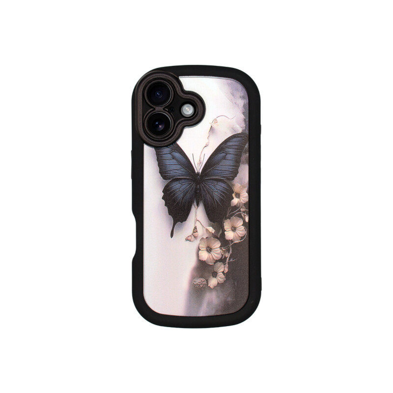 Protector para iPhone 17 negro diseño mariposa Protector Para Iphone 17 Negro Diseño Mariposa