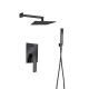 DUCHA DE EMBUTIR NEGRO MATE CON TRANSFERENCIA, TELEFONO, SOPORTE, ROSETA, BRAZO NEGRO