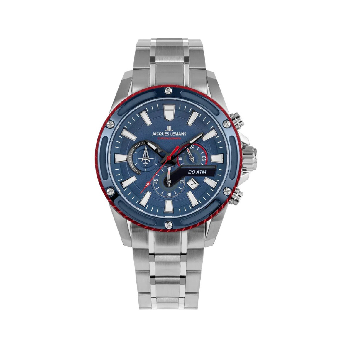 Reloj Jacques Lemans con Malla de Acero y Esfera Redonda 