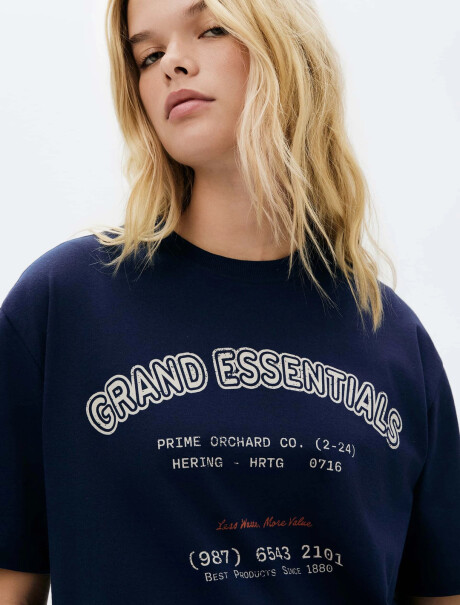 CAMISETA CON ESTAMPA MODELO OVERSIZE AZUL