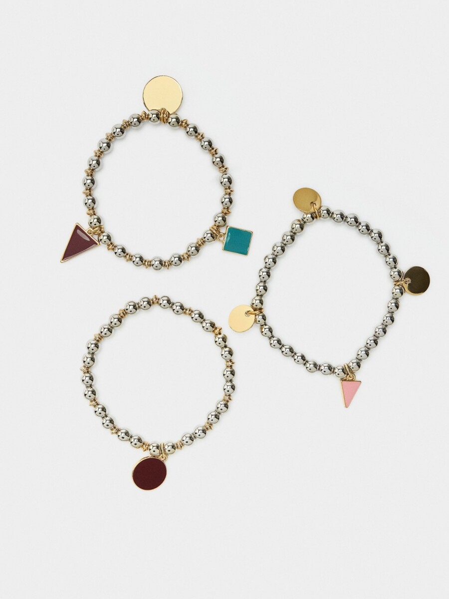 Set De Pulseras Elásticas Con Charms multicolor