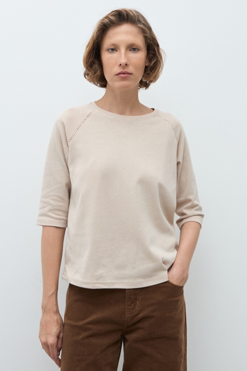 Remera manga raglan beige melange
