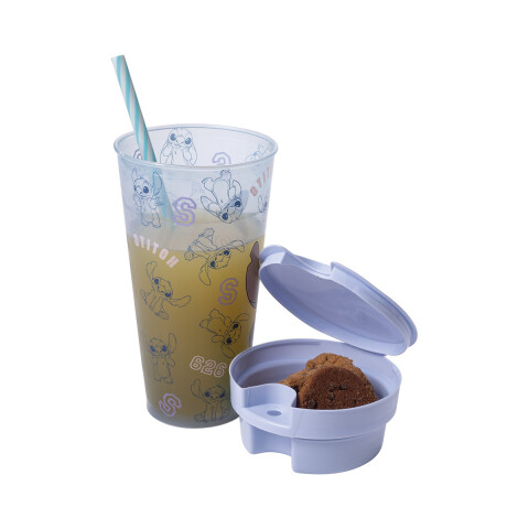 Vaso 2 en 1 Plástico Pote 220 ml + Vaso Stitch U