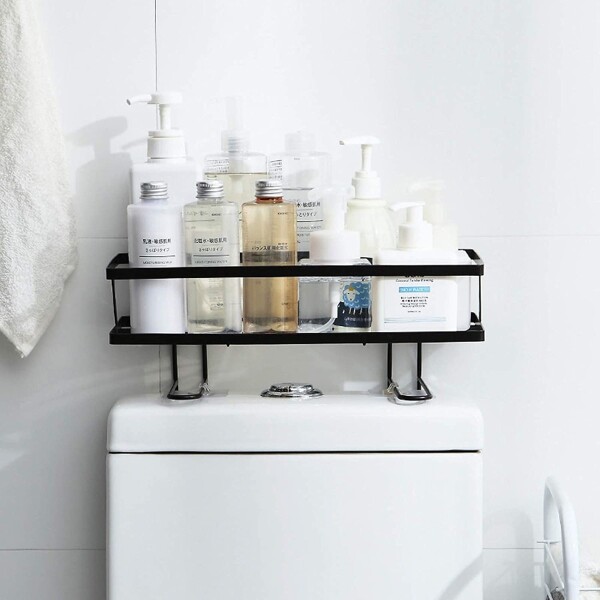 Estante organizador de pared para baño Negro