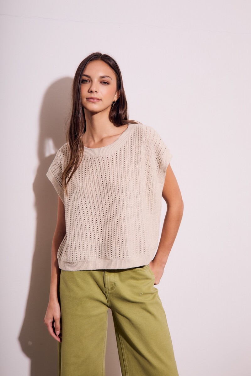 Chaleco Lurex Beige Melange