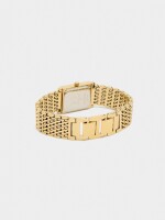Reloj Rectangular Con Brazalete Metálico dorado