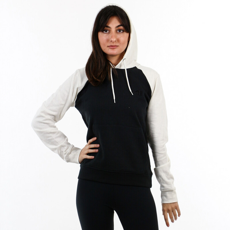 AustralLADIES COTTON HOODIE- BLACK/COCONUT Negro-Coco