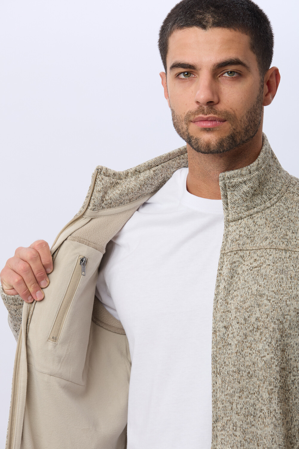 CAMPERA TEXTURADA CON INTERIOR EN POLAR Beige