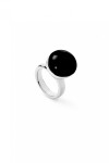 ANILLO EN ALEACIÓN DE METALES BAÑADO EN PLATA DE LEY CON MURANO NEGRO Anillo