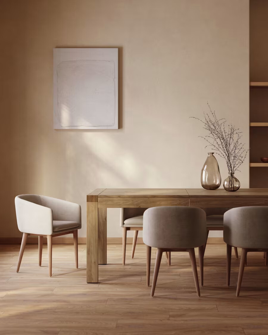 Mesa extensible Briva 180 (230) x 90 cm madera maciza de roble y pino acabado natural Mesa extensible Briva 180 (230) x 90 cm madera maciza de roble y pino acabado natural
