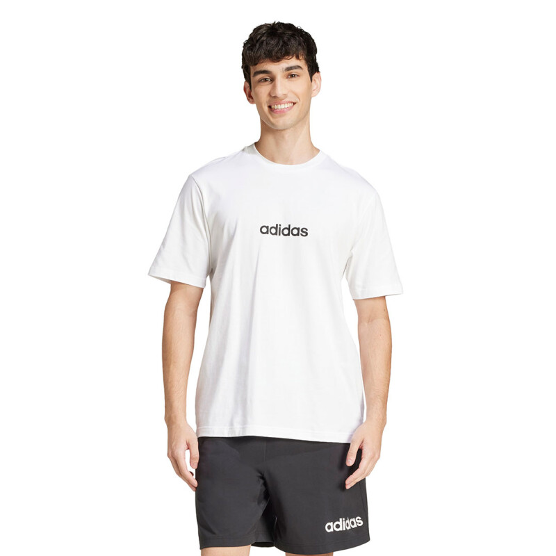 Remera de Hombre Adidas Essentials Linear Single Jersey M Blanco - Negro