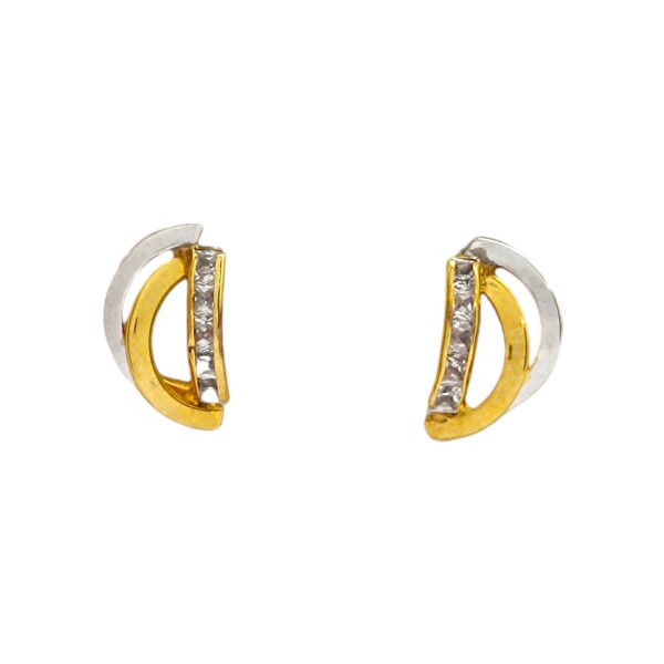 Caravanas Elegantes de oro - Oro bajo - Zirconia - CA8134 conpiedra