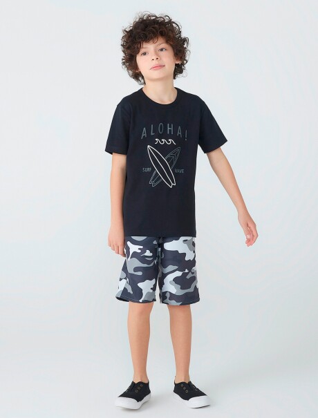 CONJUNTO INFANTIL CON BERMUDA ESTAMPADA AZUL