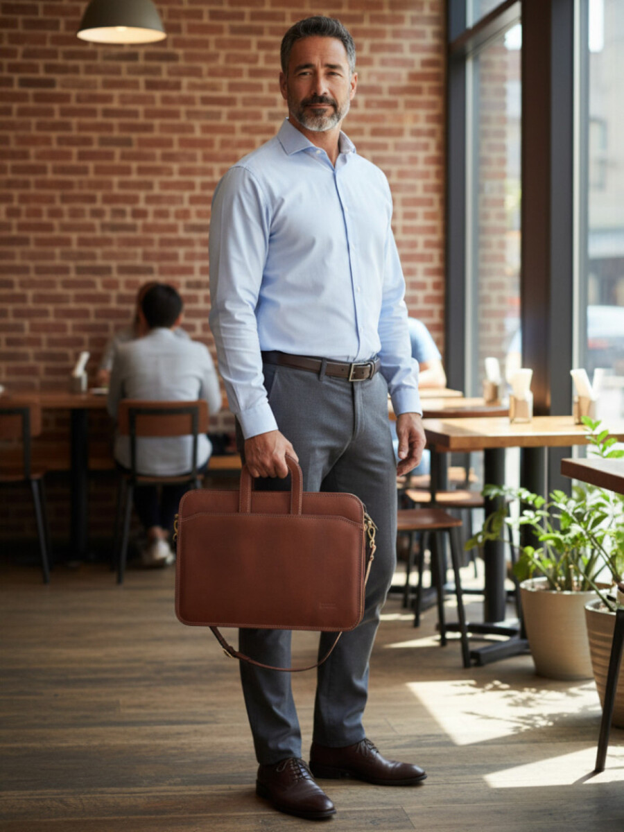 Portafolio de cuero - Marrón 