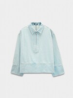 Camisa Denim Con Cremallera azul