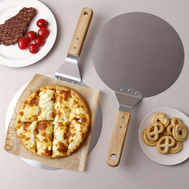 Pala para Pizza Acero Inoxidable con Mango Madera Pala para Pizza Acero Inoxidable con Mango Madera