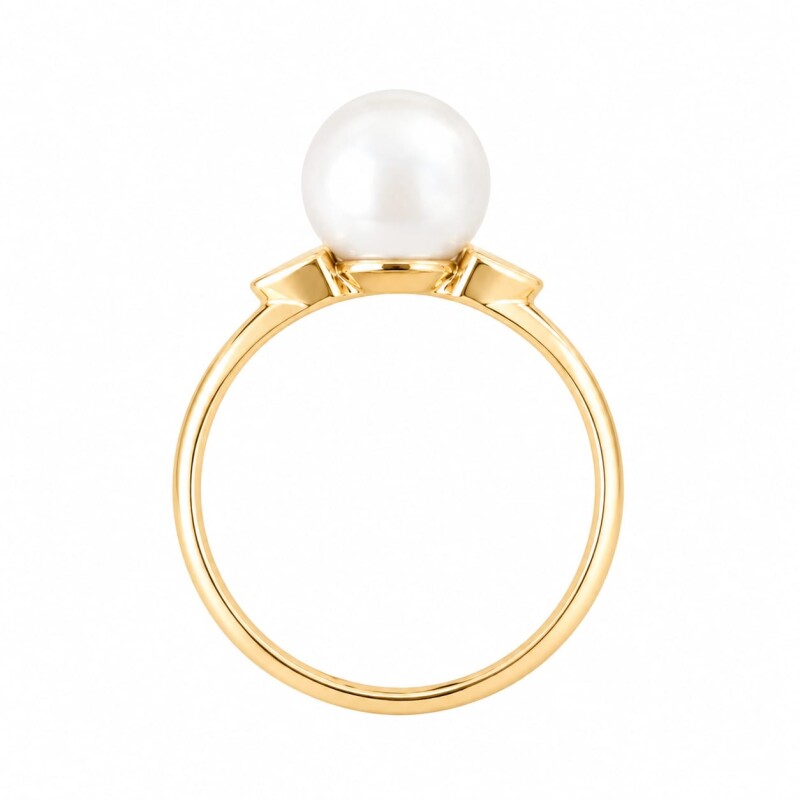 Anillo Solitario-Oro bajo-Perla española y Zirconia-AN8270 conperla