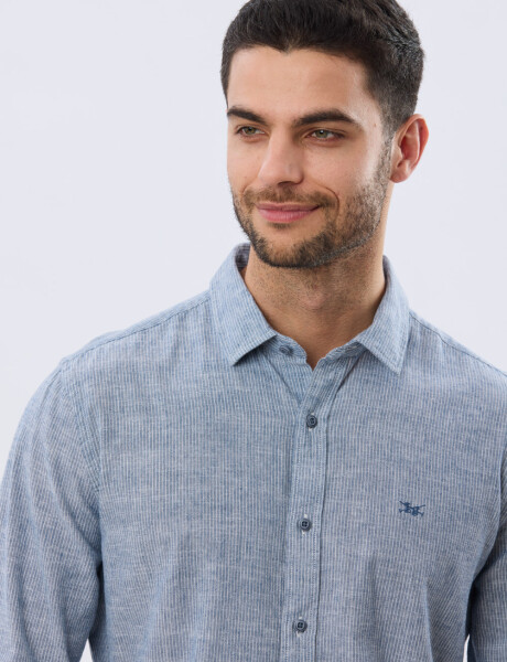 CAMISA RAYADA DE LINO Denim