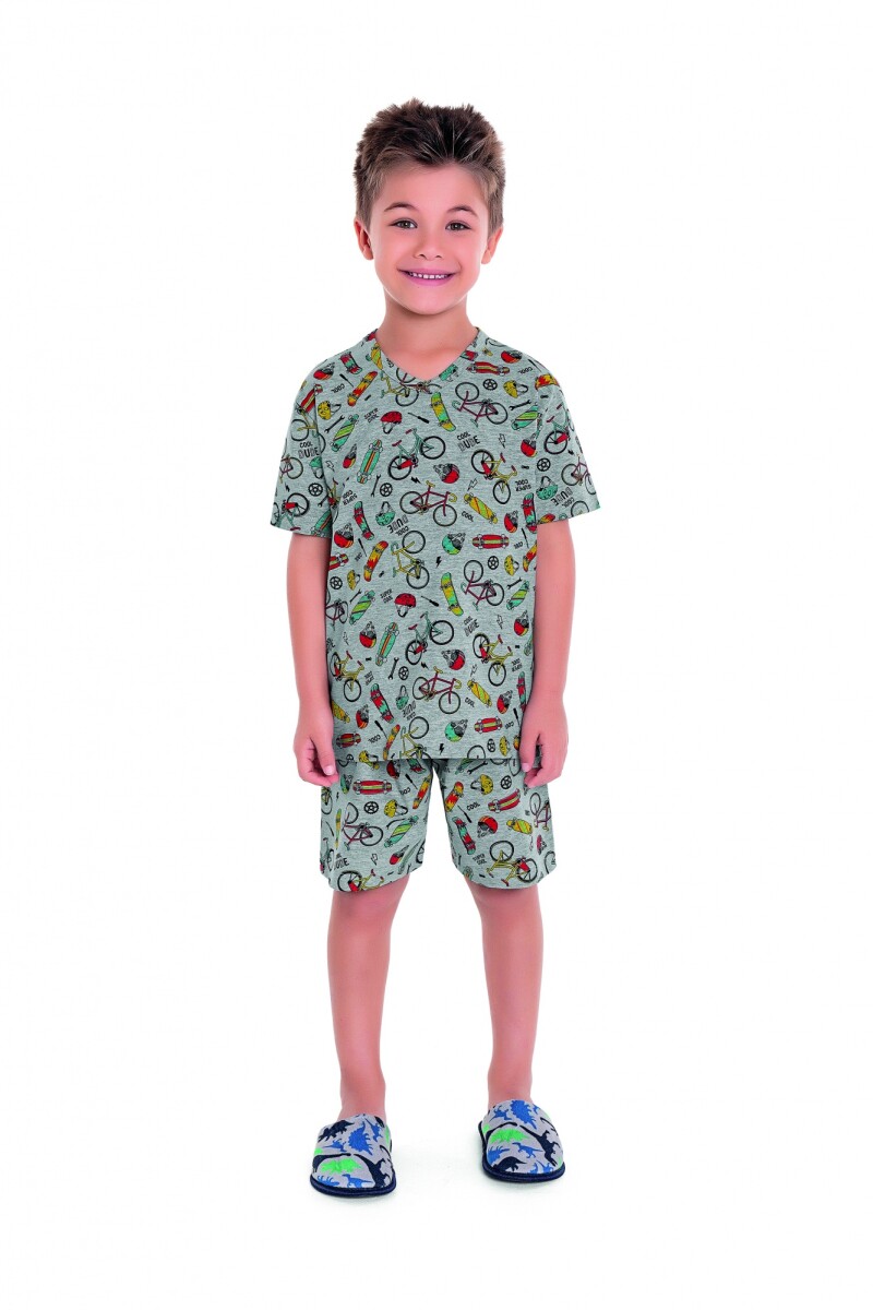 Conjunto de pijamas para niños (camiseta y shorts) GRIS