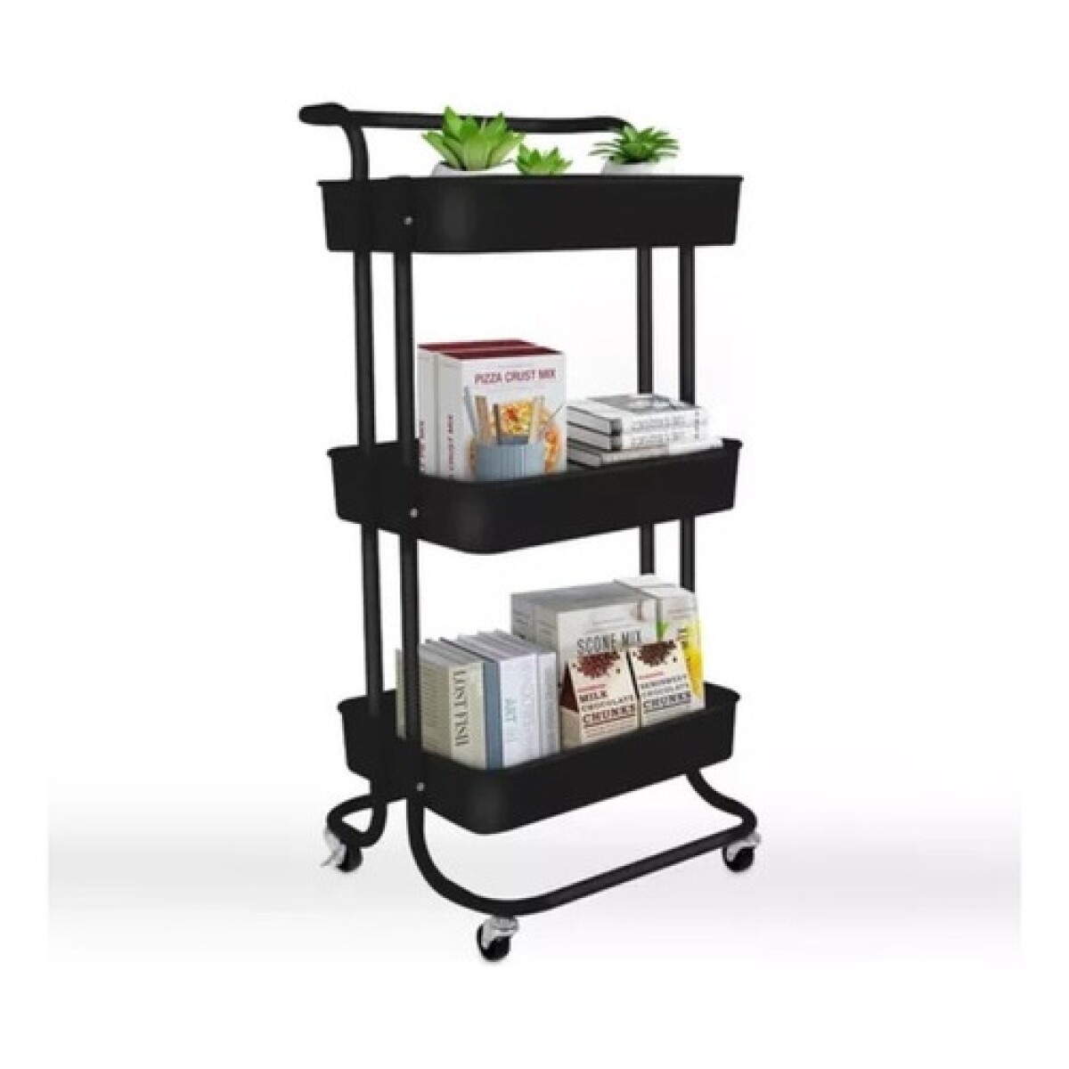 Carrito Organizador 3 Niveles Multiuso con Ruedas - Negro 