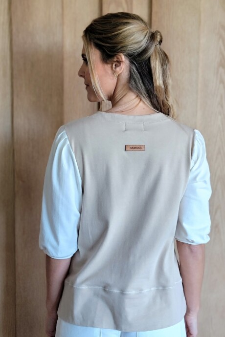Remera Dalia combinado crudo beige