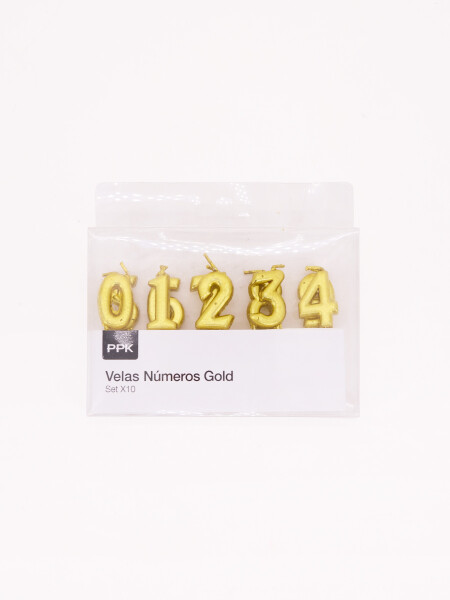 VELAS NUMEROS GOLD 10 PCS DORADO