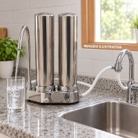Purificador doble sobre mesada de Acero Inox Purificador doble sobre mesada de Acero Inox