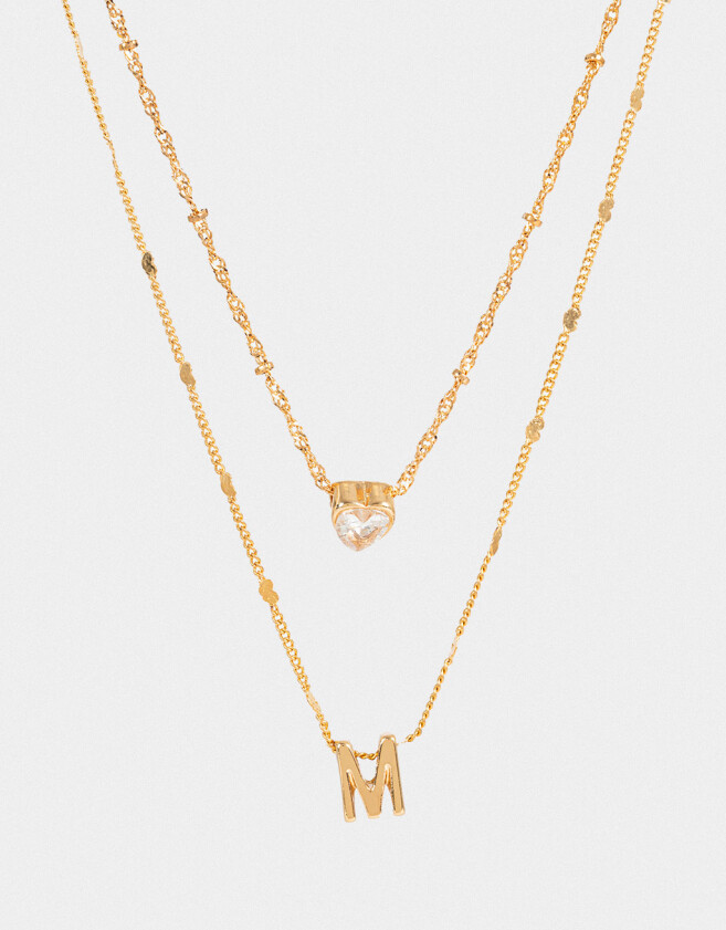 Collares Cortos Con cubic zirconia Collar Corto Cubic Inicial "m" - Dorado