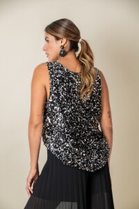 BLUSA NEROLI Negro y plata