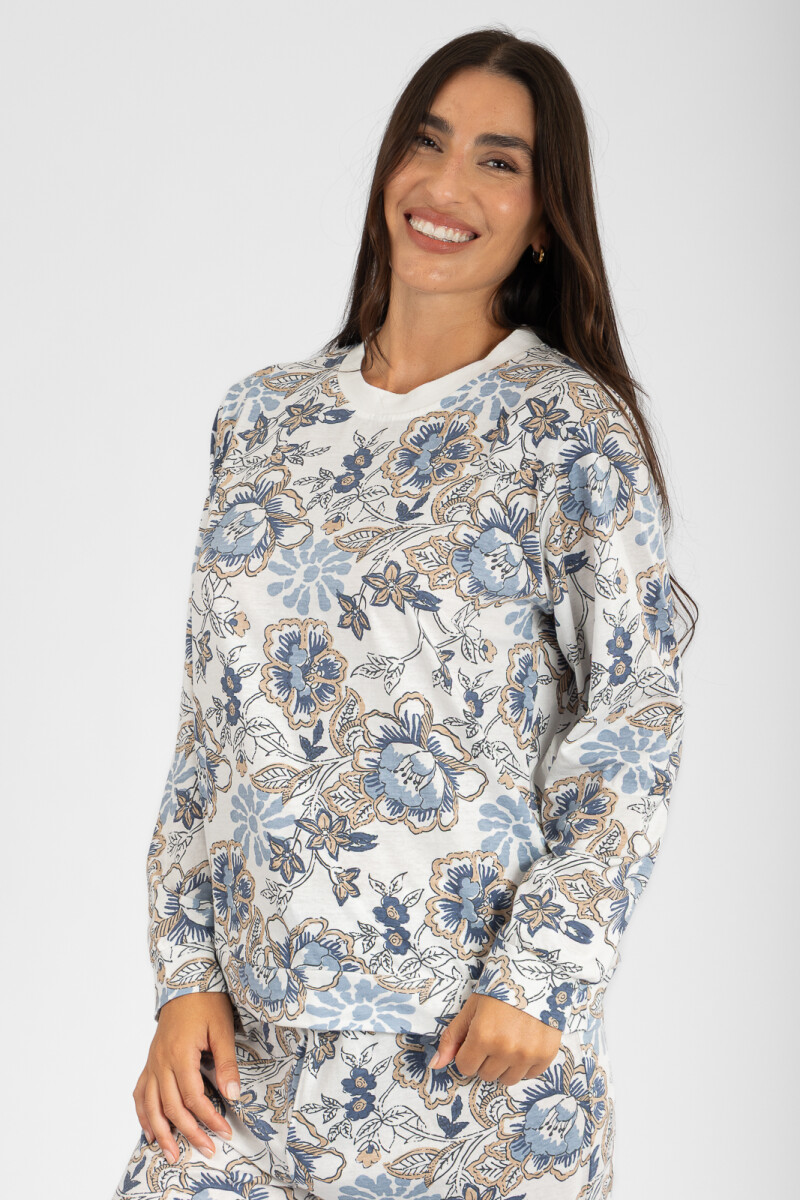 Pijama blue flower Lila