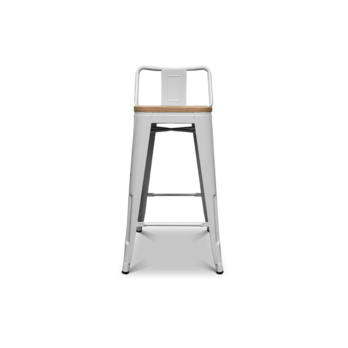Banqueta Media Tolix Asiento de Madera - White 