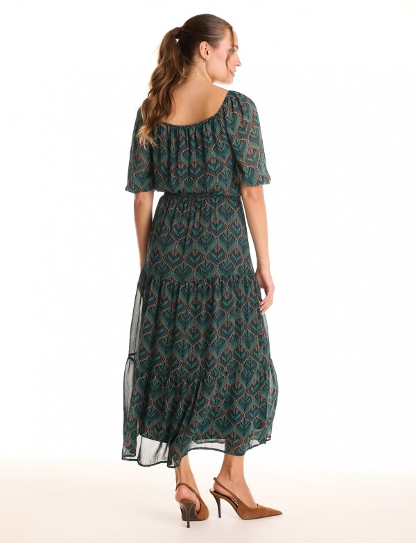 Vestido Gasa & Volados VERDE/MULTI