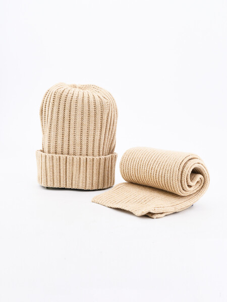 GORRO Y BUFANDA BEIGE