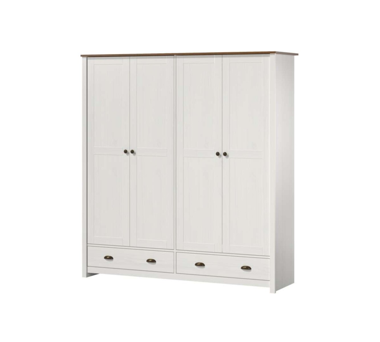 Ropero 4 puertas 2 cajones Madera maciza Linea Colonial - Blanco 