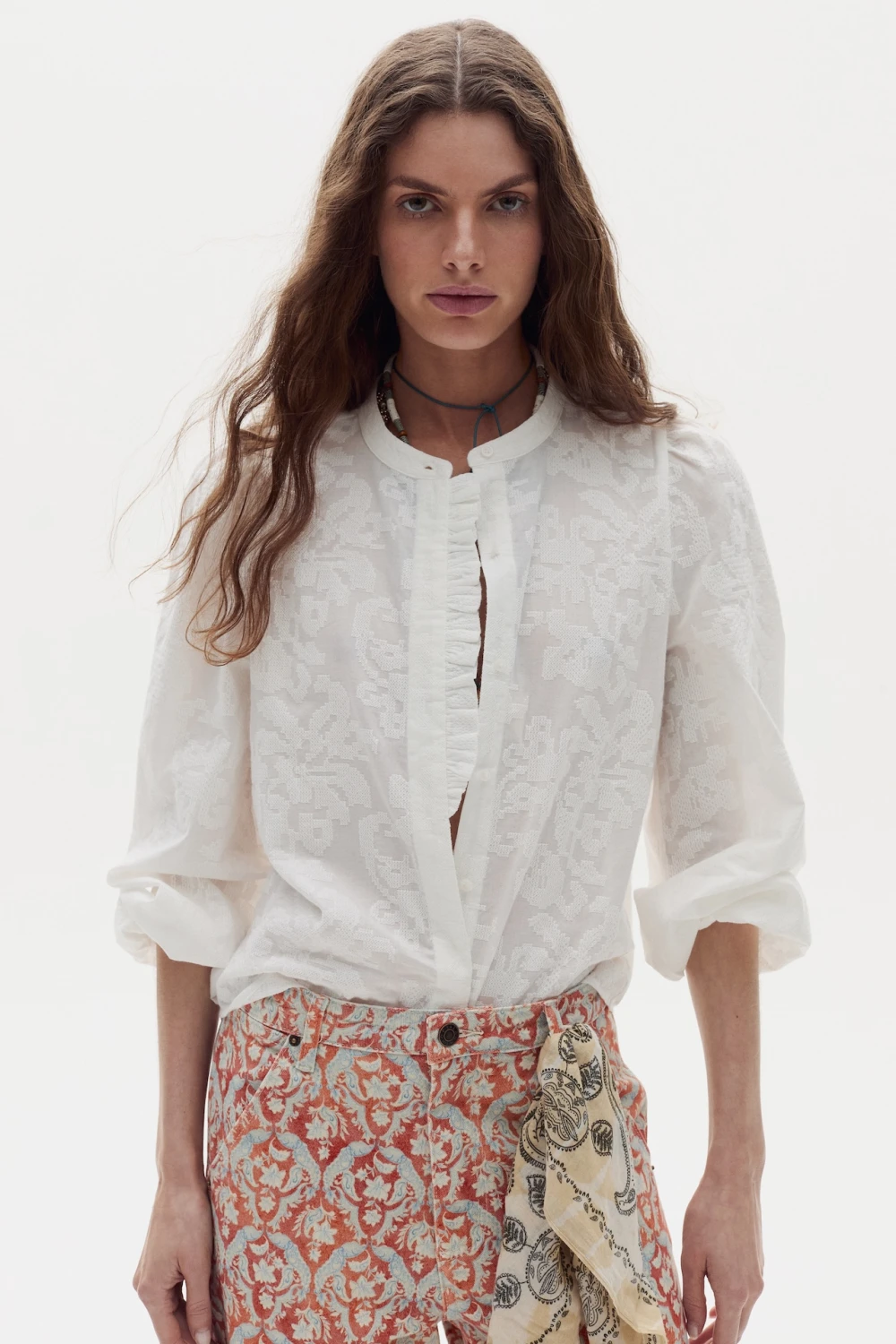 Camisa Gaia en Algodón - White Cross Stitch