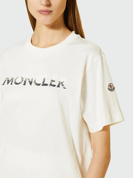 Moncler -Remera de algodón con logo, MONCLER Blanco