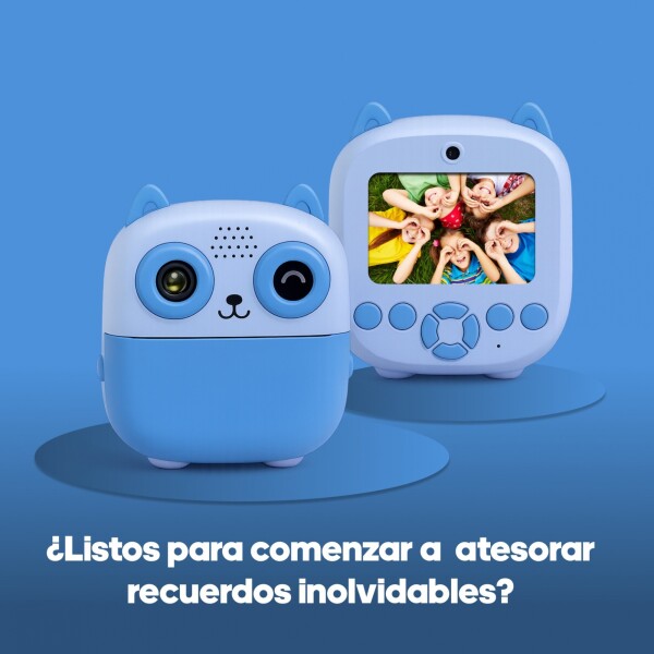 Camara De Fotos Buho Infantil Impresion Instantanea Polaroid Variante Color Azul