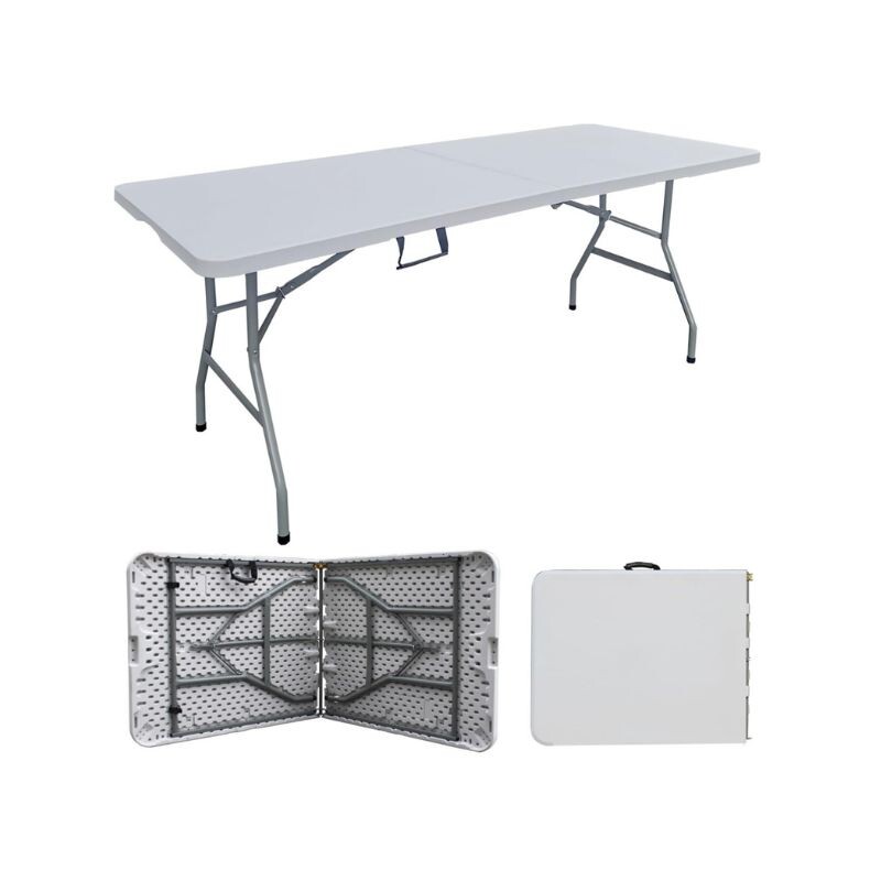 MESA PLEGABLE PORTATIL VALIJA 180X74 BLANCA Mesa Plegable Portatil Valija 180x74 Blanca