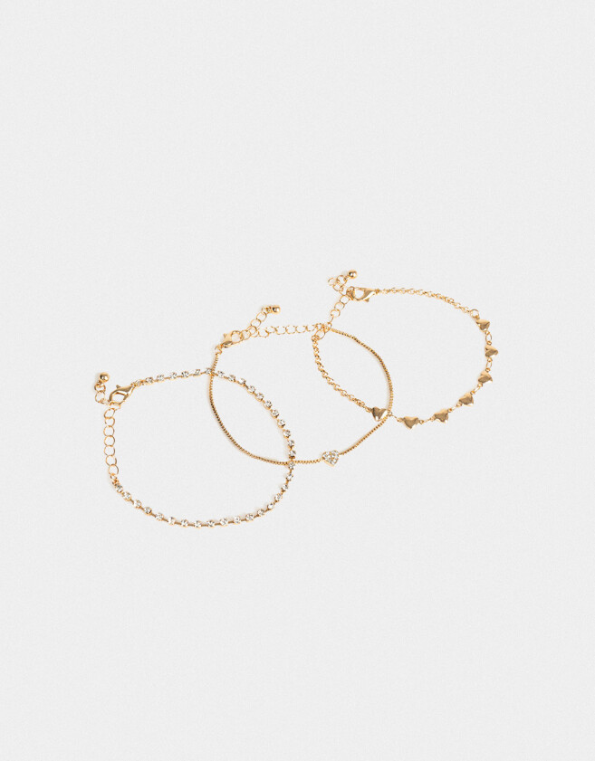 Pulseras Flexibles Sets Con corazón Set De Pulseras Con Corazones - Dorado
