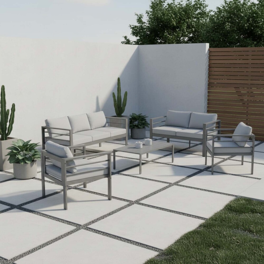 SET DE LIVING ALUMINIO GRIS SIRACUSA 5 PIEZAS